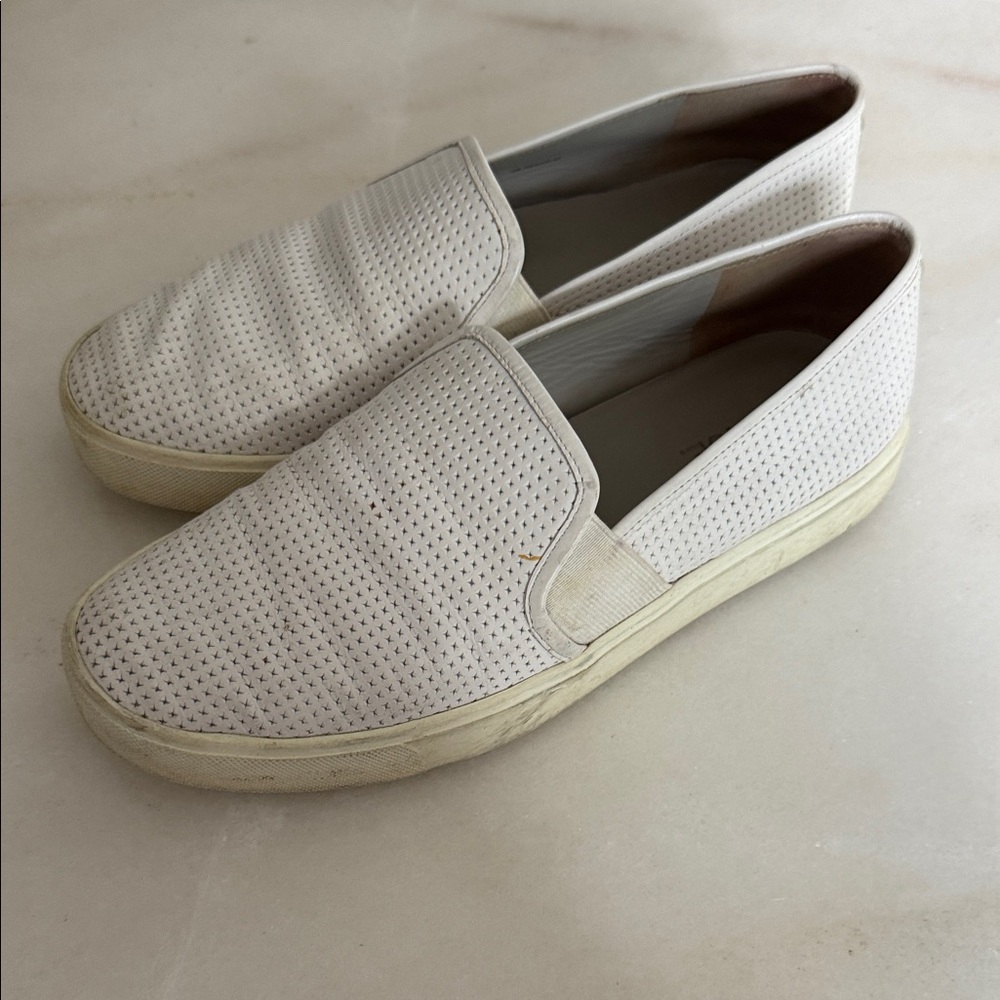 Vince Cream Perforated Slip-On Shoes